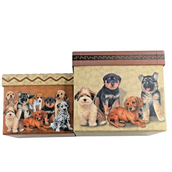 Revelations Puppy Love Trinket Jewelry Nesting Boxes Sectioned Drawer Lot Of 2 - Picture 3 of 10